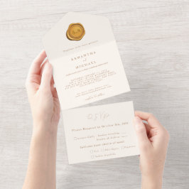 Casamento Minimalista de Seal de Cera Dourada Eleg