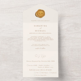 Casamento Minimalista de Seal de Cera Dourada Eleg