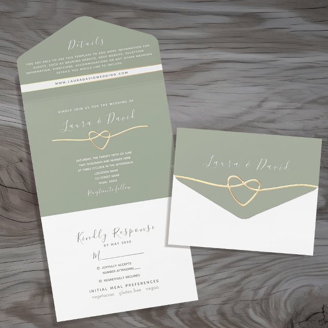 Casamento Minimalista em Verde Sage e Dourado (Criador carregado)
