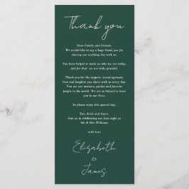 Casamento Minimalista Esmeralda Obrigado Cartão De
