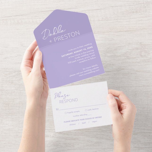 Casamento Minimalista Lilás Moderno (Aba destacável)