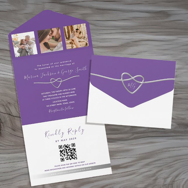 Casamento Minimalista Moderno em Roxo e Prata (Criador carregado)