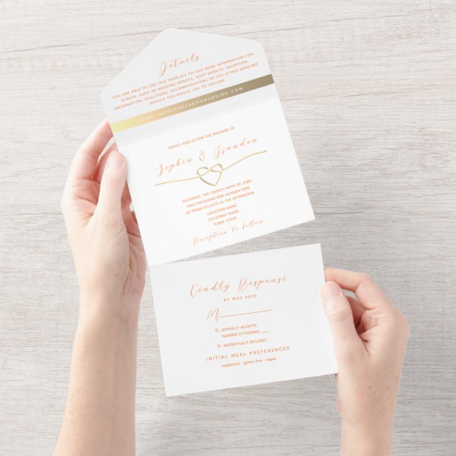 Casamento Minimalista Moderno Peach Fuzz (Aba destacável)