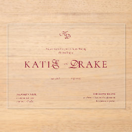 Casamento Minimalista Monograma Burgundy Profundo