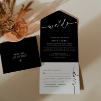 Casamento Minimalista NOIR Tudo Em Um Convite