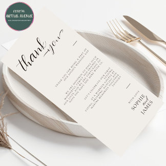 Casamento Minimalista Obrigado Cartão de Mesa