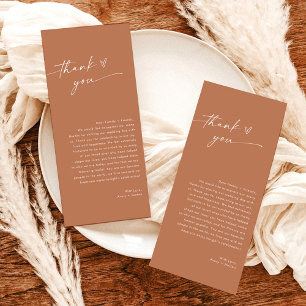Casamento Minimalista Obrigado Nota, Boho Terracot