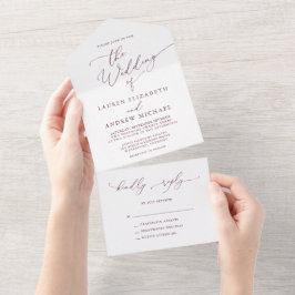 Casamento Minimalista Romântico Maroon Burgundy