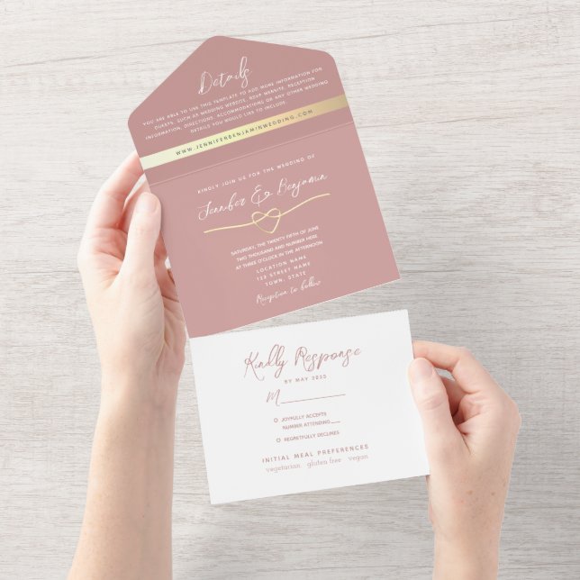 Casamento Minimalista Rosa Empoeirado (Aba destacável)
