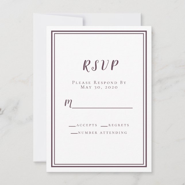Casamento Minimalista RSVP de Casamento Roxo Moder (Frente)