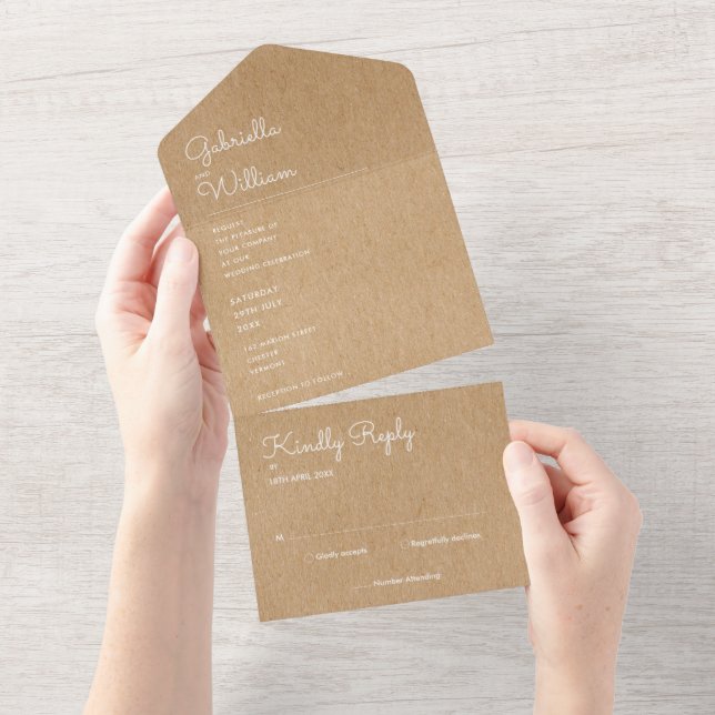 Casamento Minimalista Rústico com Monograma Kraft (Aba destacável)