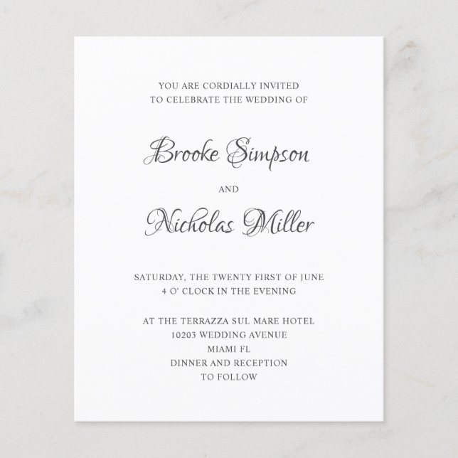 Casamento Minimalista Simples e Elegante de Baixo  (Frente)