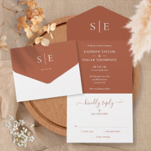 Casamento Minimalista Terracota Elegante Monograma