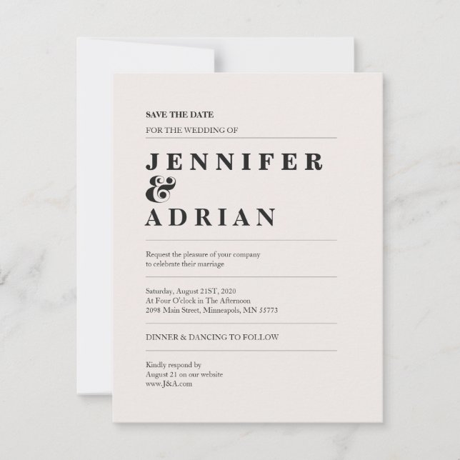 Casamento Mínimo Branco Moderno Elegante Salve A D (Frente)