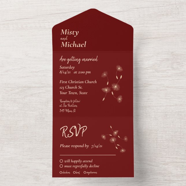 Casamento Mínimo das Sementes de Dandelion Blush e (Interno)