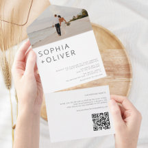 Casamento Mínimo de Foto Moderna e Código QR