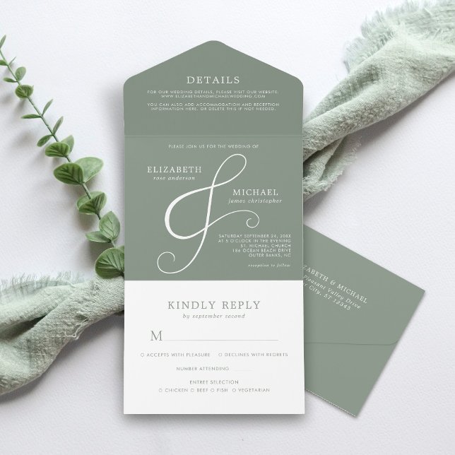 Casamento Mínimo e Ampersand Verde do Sage Moderno (Criador carregado)