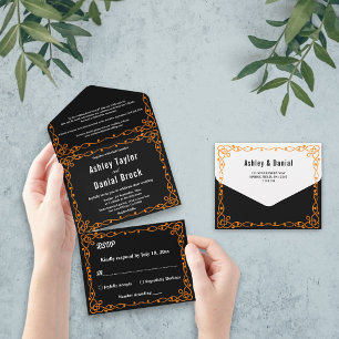 Casamento Mínimo Elegante De Moldura Chic Preta E