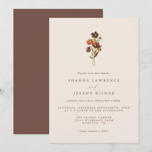 Casamento Mínimo Elegante Floral Rustico   Convite