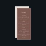 Casamento Mínimo Elegante Floral Rustico | Menu<br><div class="desc">Delicate Bloom Paperie, uma coleção elegante de casamento rústica, apresenta buquês florais no outono e cores impressionantes com tema de queda. Personalize este menu de casamento com as suas entradas, redes e sobremesas planejadas. Esta versão apresenta nossos principais elementos de design, invertidos para contraste adicional.</div>