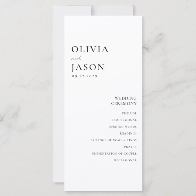 Casamento mínimo preto e branco moderno (Frente)