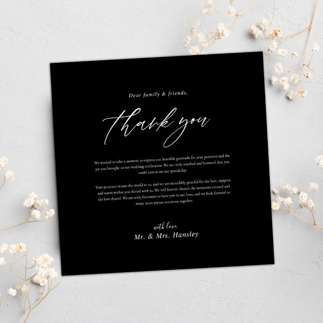 Casamento Mínimo Preto Moderno Obrigado (Minimal Black Modern Wedding Thank You)