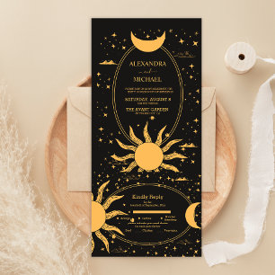 Casamento Místico do Sol Lua Preto e Dourado