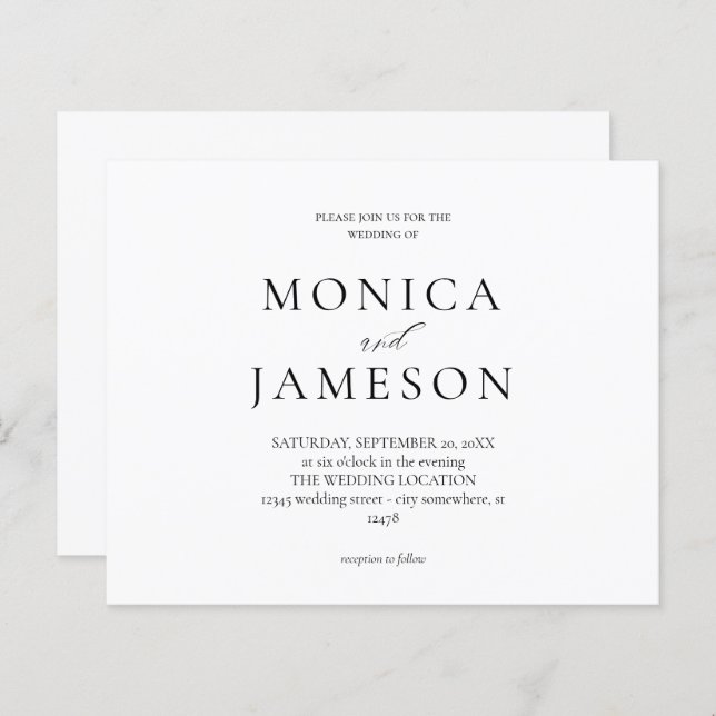 Casamento Moderno Branco e Preto do Orçamento 2 (Frente/Verso)