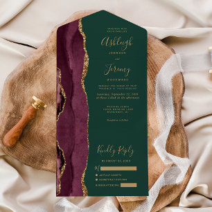 Casamento Moderno Burgundy Dourado Ágata Verde