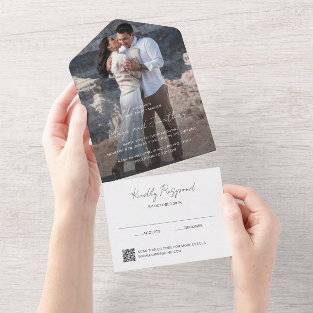 Casamento Moderno Código QR de Foto Elegante (Aba destacável)