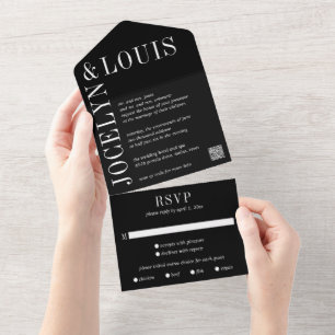 Casamento Moderno Código QR Preto Ousado