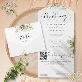 Casamento Moderno com Arco Dourado Código QR e Ver