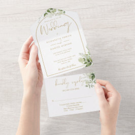 Casamento Moderno com Arco Dourado e Verdura Botân