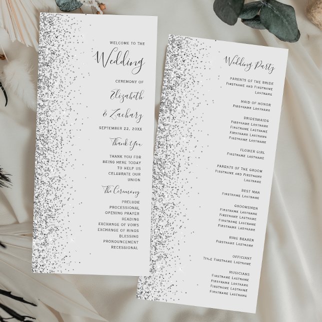 Casamento Moderno com Borda de Brilho Prateado Cin (Criador carregado)