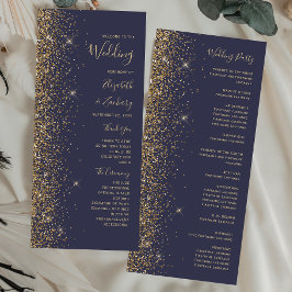 Casamento Moderno com Borda de Glitter Azul Escuro