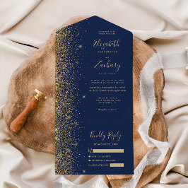 Casamento Moderno com Brilho Azul Dourado