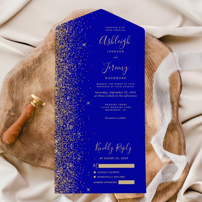 Casamento Moderno com Brilho Azul Real e Dourado (Criador carregado)