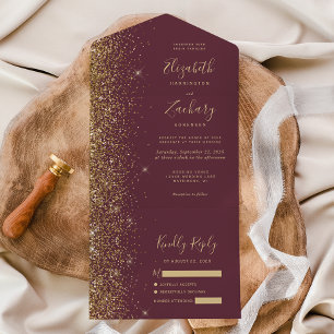 Casamento Moderno com Brilho Dourado em Borgonha E