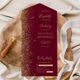 Casamento Moderno com Brilho Dourado em Vermelho B