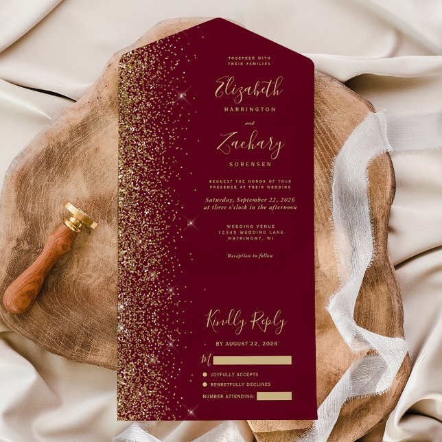 Casamento Moderno com Brilho Dourado em Vermelho B (Criador carregado)