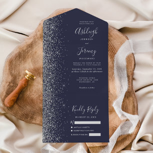 Casamento Moderno com Brilho Prata Azul Escuro