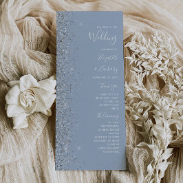 Casamento Moderno com Brilho Prateado Azul Empoeir