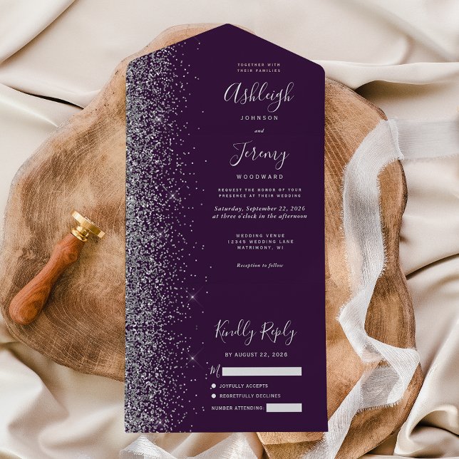 Casamento Moderno com Brilho Prateado e Roxo Escur (Criador carregado)