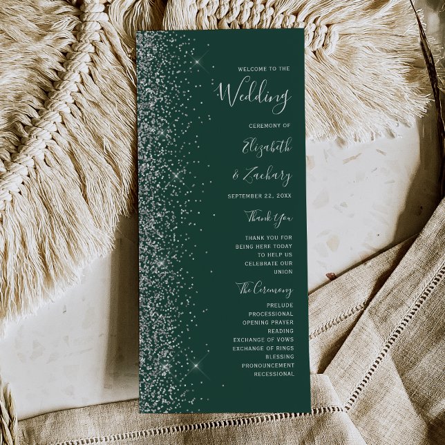 Casamento Moderno com Brilho Prateado em Verde Esc (Criador carregado)