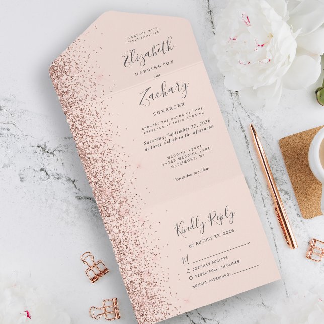 Casamento Moderno com Brilho Rosa Dourado (Criador carregado)
