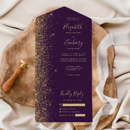 Casamento Moderno com Brilho Roxo Dourado