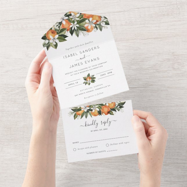 Casamento Moderno com Flor de Laranjeira e Verde F (Tearaway)