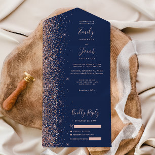 Casamento Moderno com Glitter Azul Naval e Dourado
