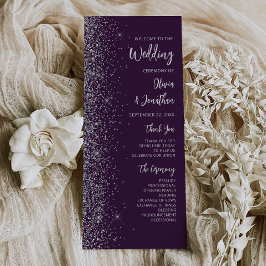 Casamento Moderno com Letra Prateada e Brilho Roxa