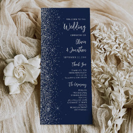 Casamento Moderno com Letra Prateada em Azul Naval